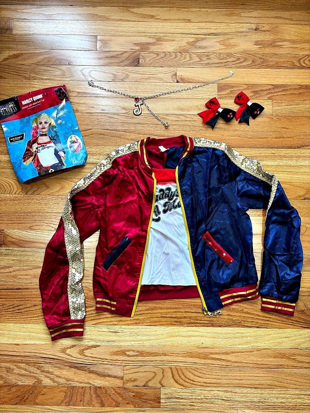 Harley Quinn Suicide Squad Halloween Costume Bundle Jacket Shirt Accessories M/L